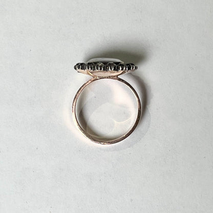 Early 19th c. Paste Stone + Woven Hair Conversion Ring