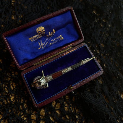 19th c. Sterling Silver Scottish Agate Dirk Brooch