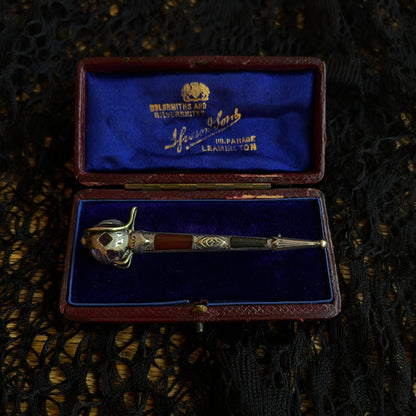 19th c. Sterling Silver Scottish Agate Dirk Brooch