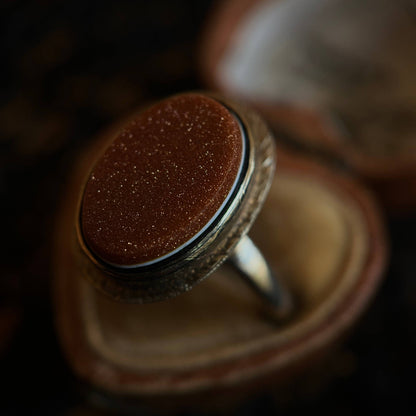 Late 19th-Early 20th c. 14k Gold Goldstone Signet Ring
