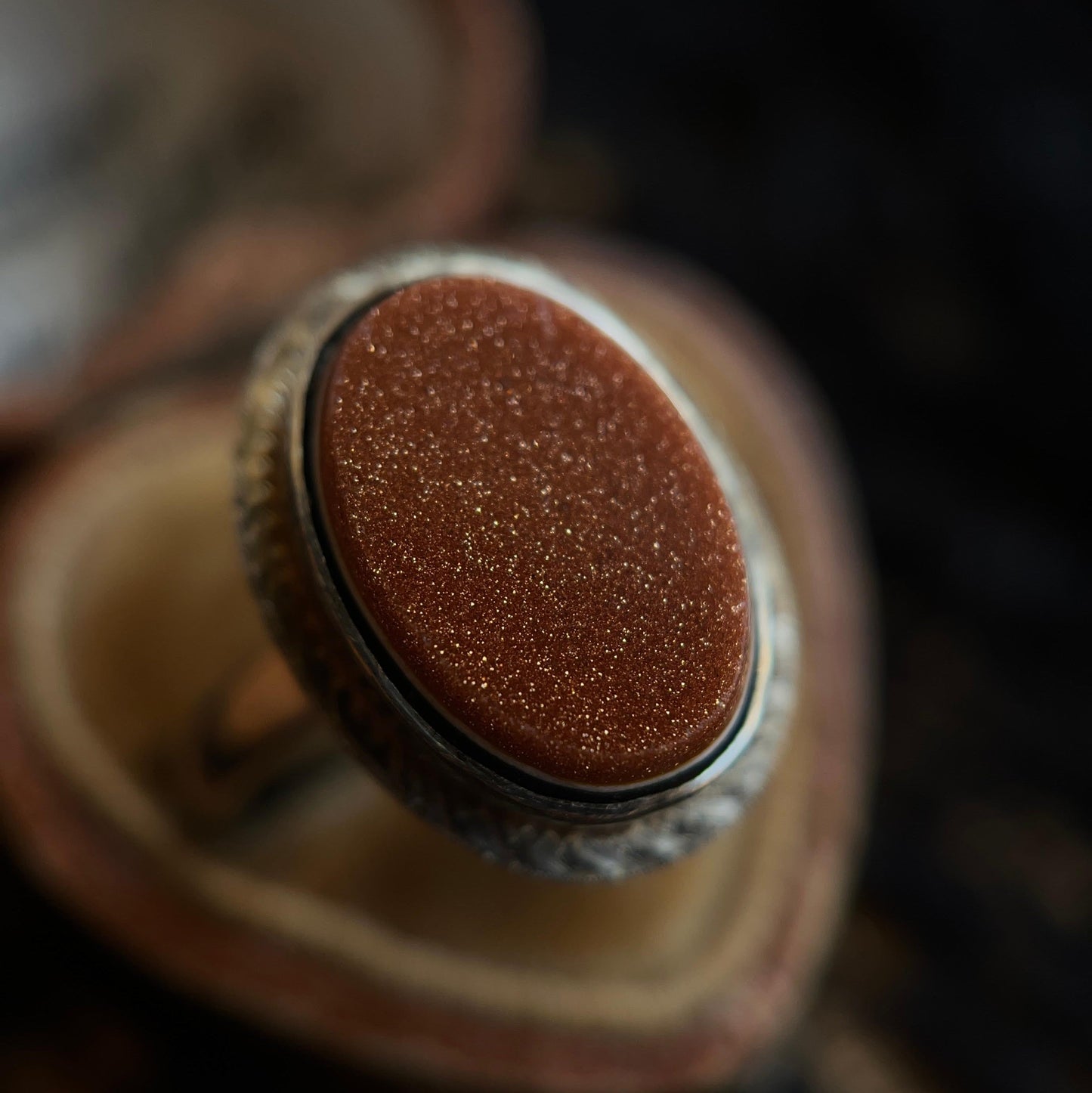 Late 19th-Early 20th c. 14k Gold Goldstone Signet Ring
