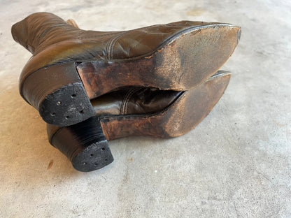 c. 1910s-1920s Brown Boots | Approx Sz 8.5-9