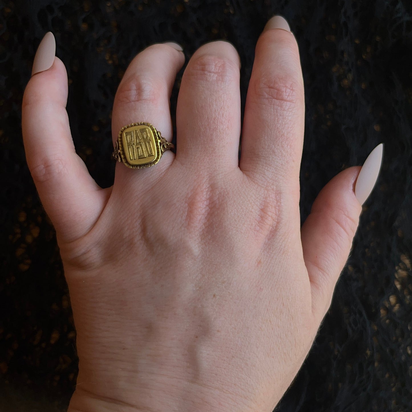 c. 1930s 14k Gold Signet Ring "RSB"