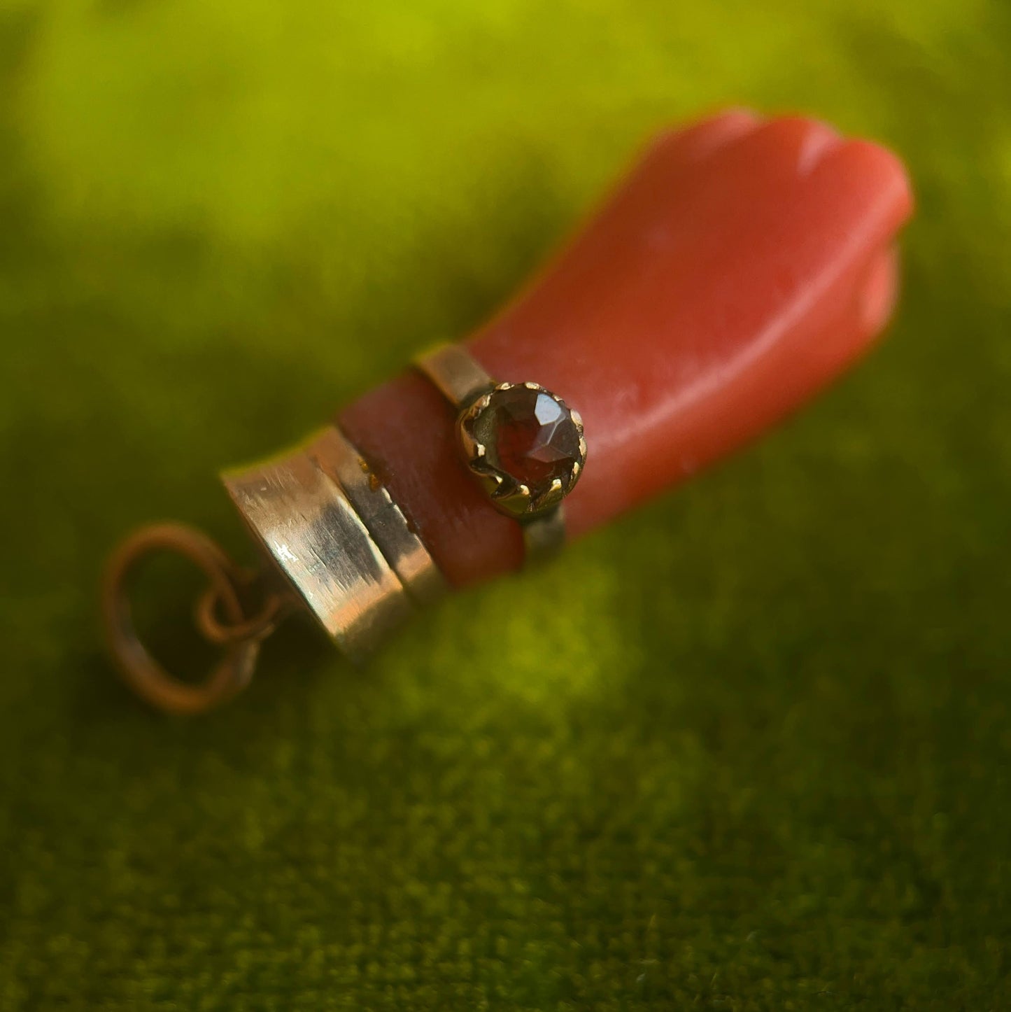19th c. Carved Coral Fist Pendant | As Is