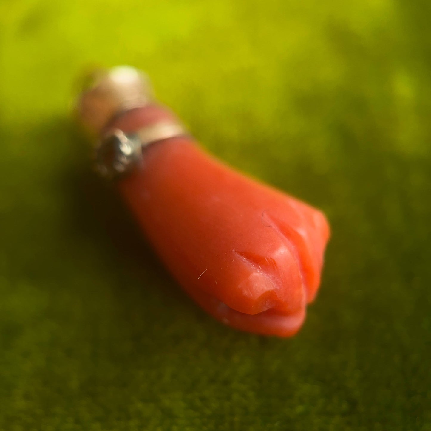 19th c. Carved Coral Fist Pendant | As Is
