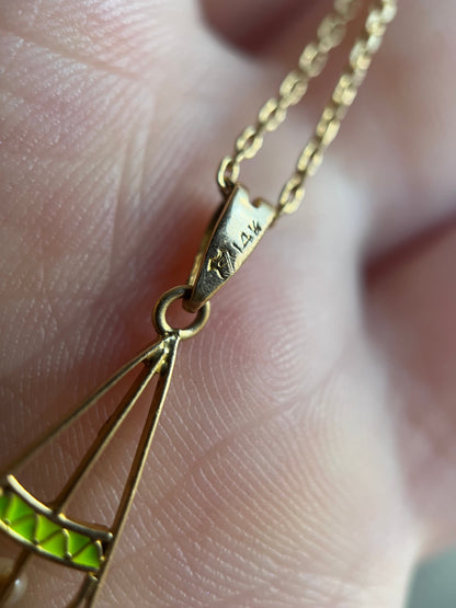 c. 1900s-1910s Plique a Jour Lavaliere Necklace