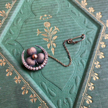 c. 1890s-1900s Moon Shamrock Brooch