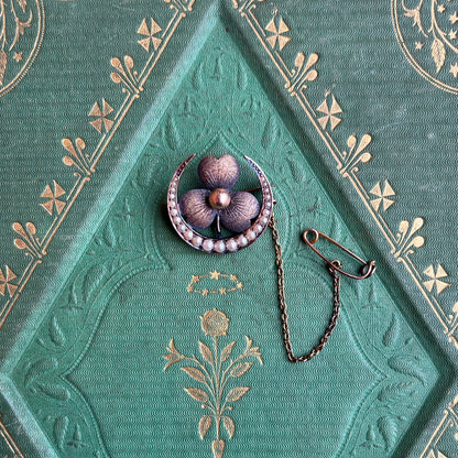 c. 1890s-1900s Moon Shamrock Brooch