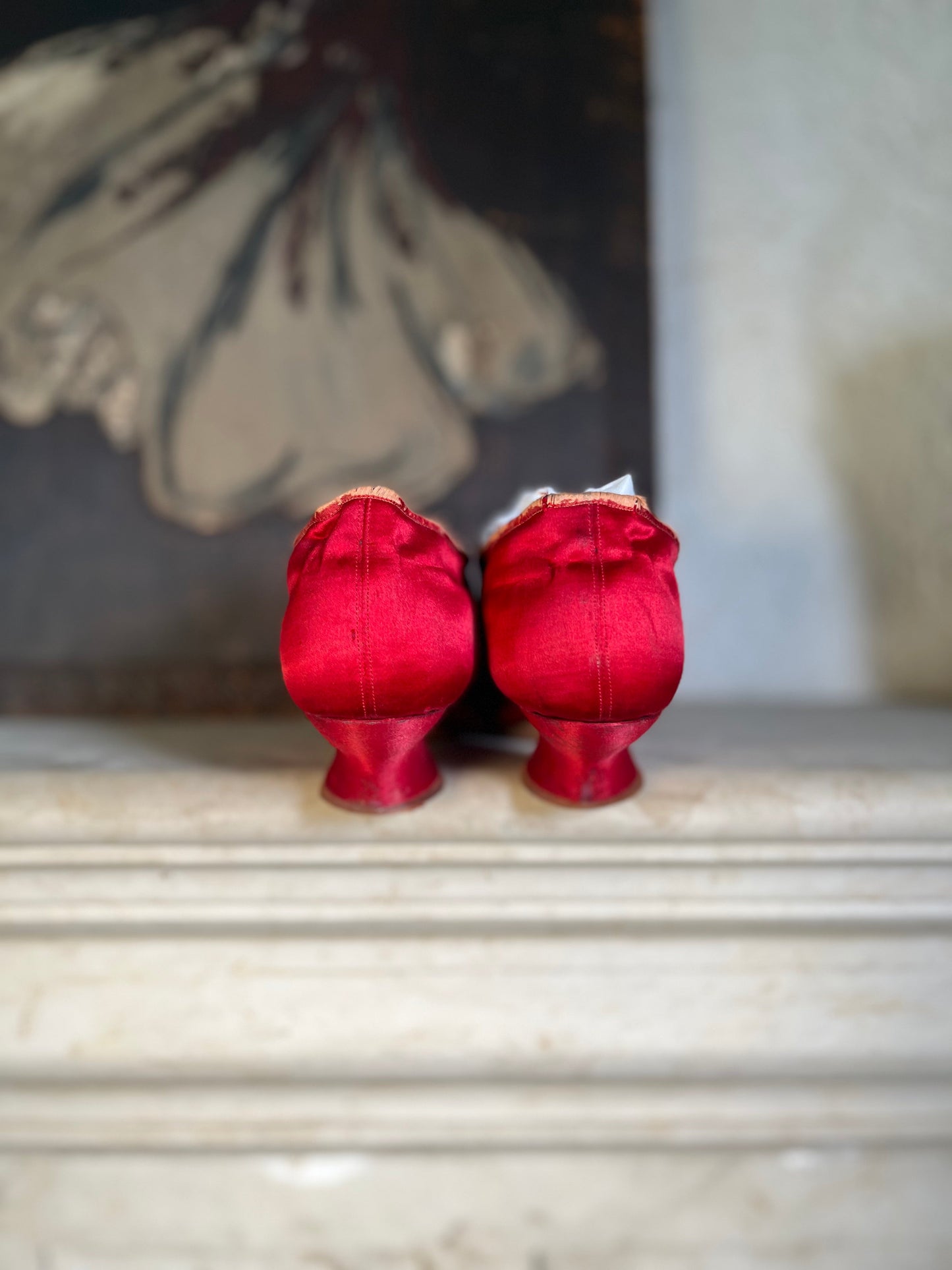 c. 1900-1920 Red Silk Shoes