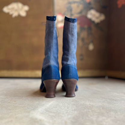 c. 1910s-1920s Blue Suede Boots