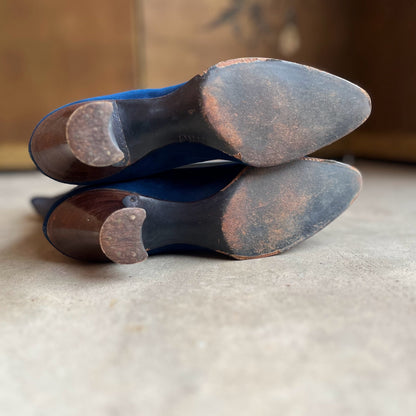 c. 1910s-1920s Blue Suede Boots
