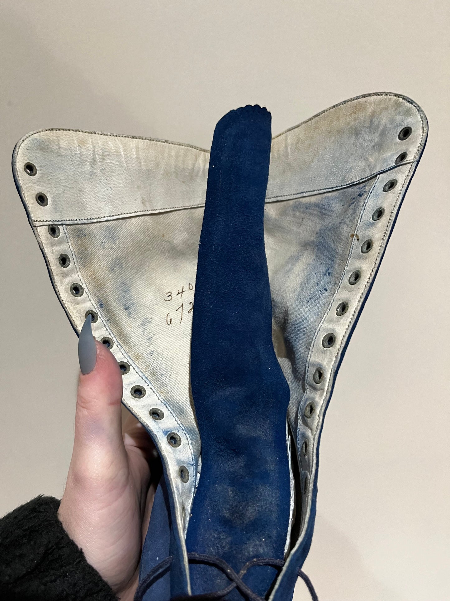 c. 1910s-1920s Blue Suede Boots
