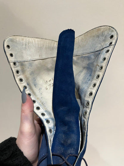 c. 1910s-1920s Blue Suede Boots