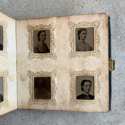 c. 1860s Miniature Gem Tintype Photo Album