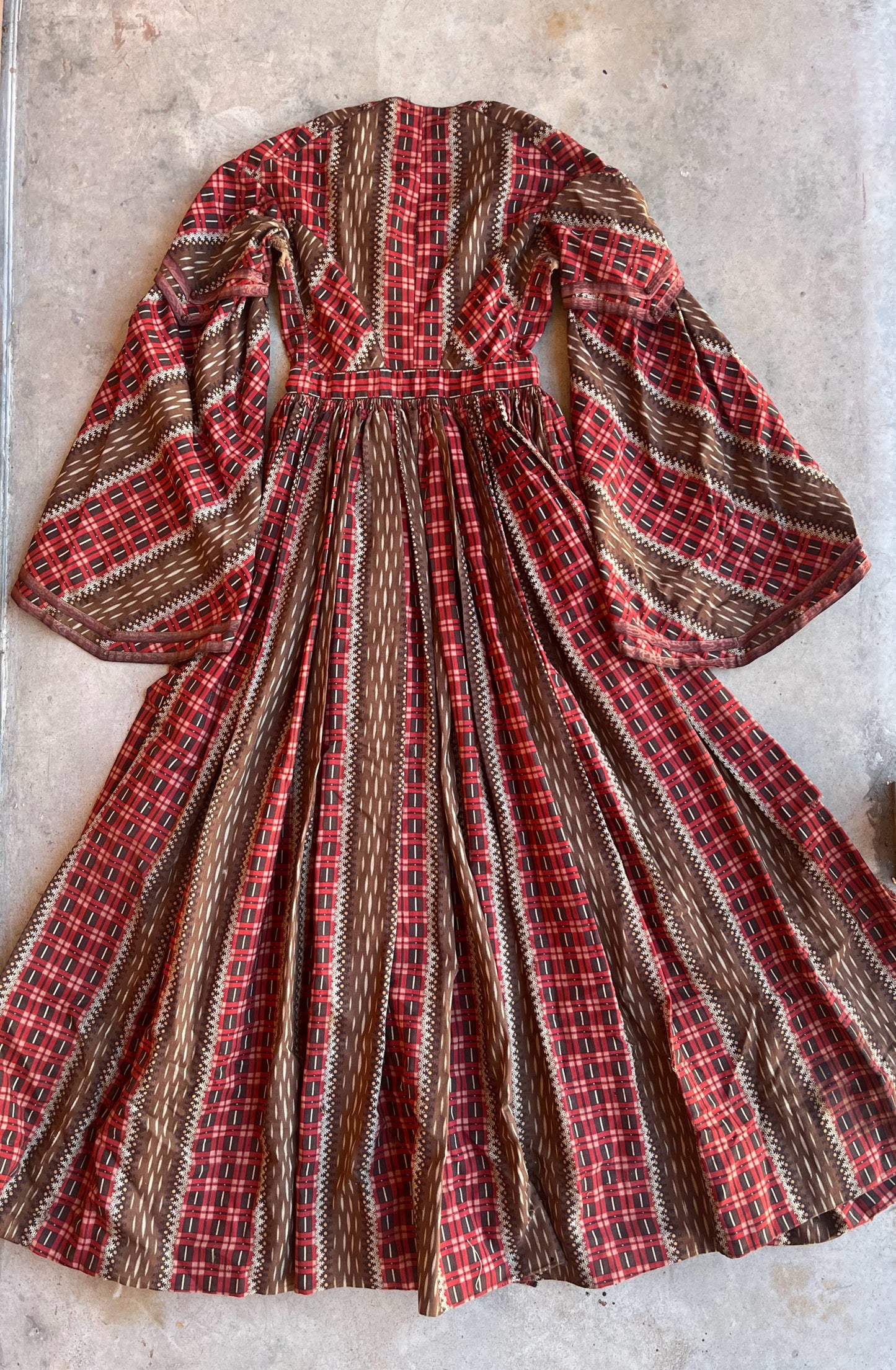 c. 1850s-1860s Wool Challis Dress