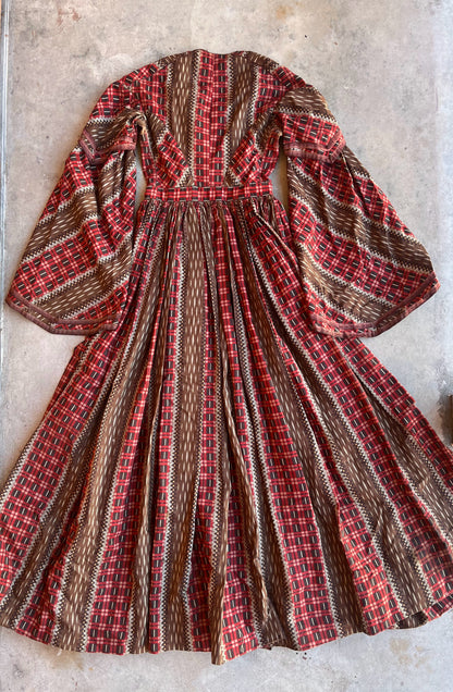 c. 1850s-1860s Wool Challis Dress