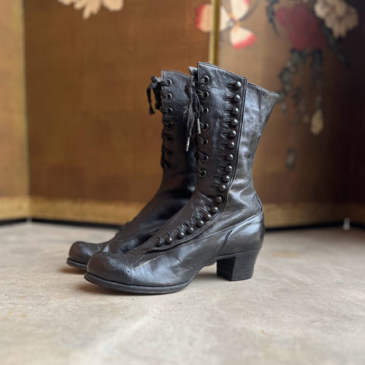 c. 1910s Side Button + Lace Up Boots | Study or Display