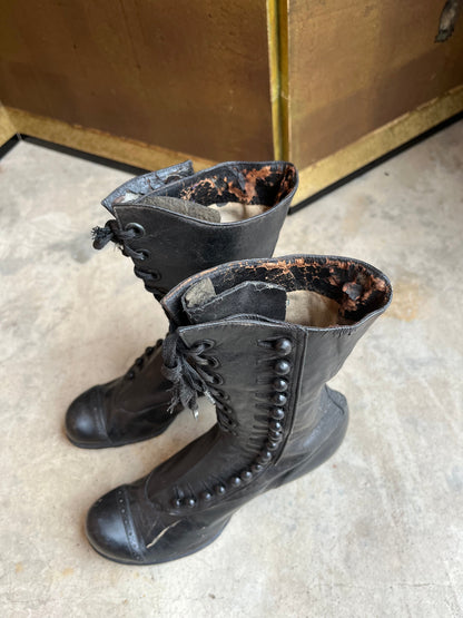 c. 1910s Side Button + Lace Up Boots | Study or Display