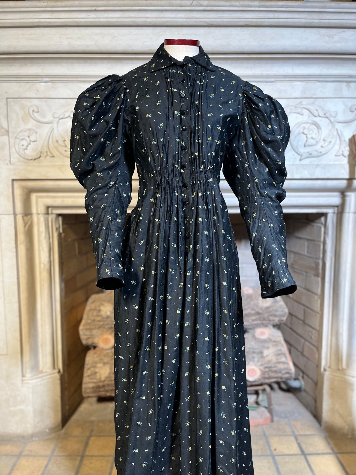 c. 1890s Cotton Wrapper Dress