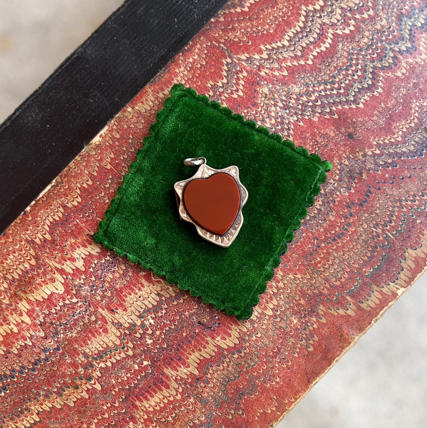 Mid-Late 19th c. Gilt Silver Carnelian Heart Locket