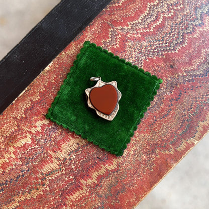 Mid-Late 19th c. Gilt Silver Carnelian Heart Locket