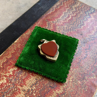Mid-Late 19th c. Gilt Silver Carnelian Heart Locket