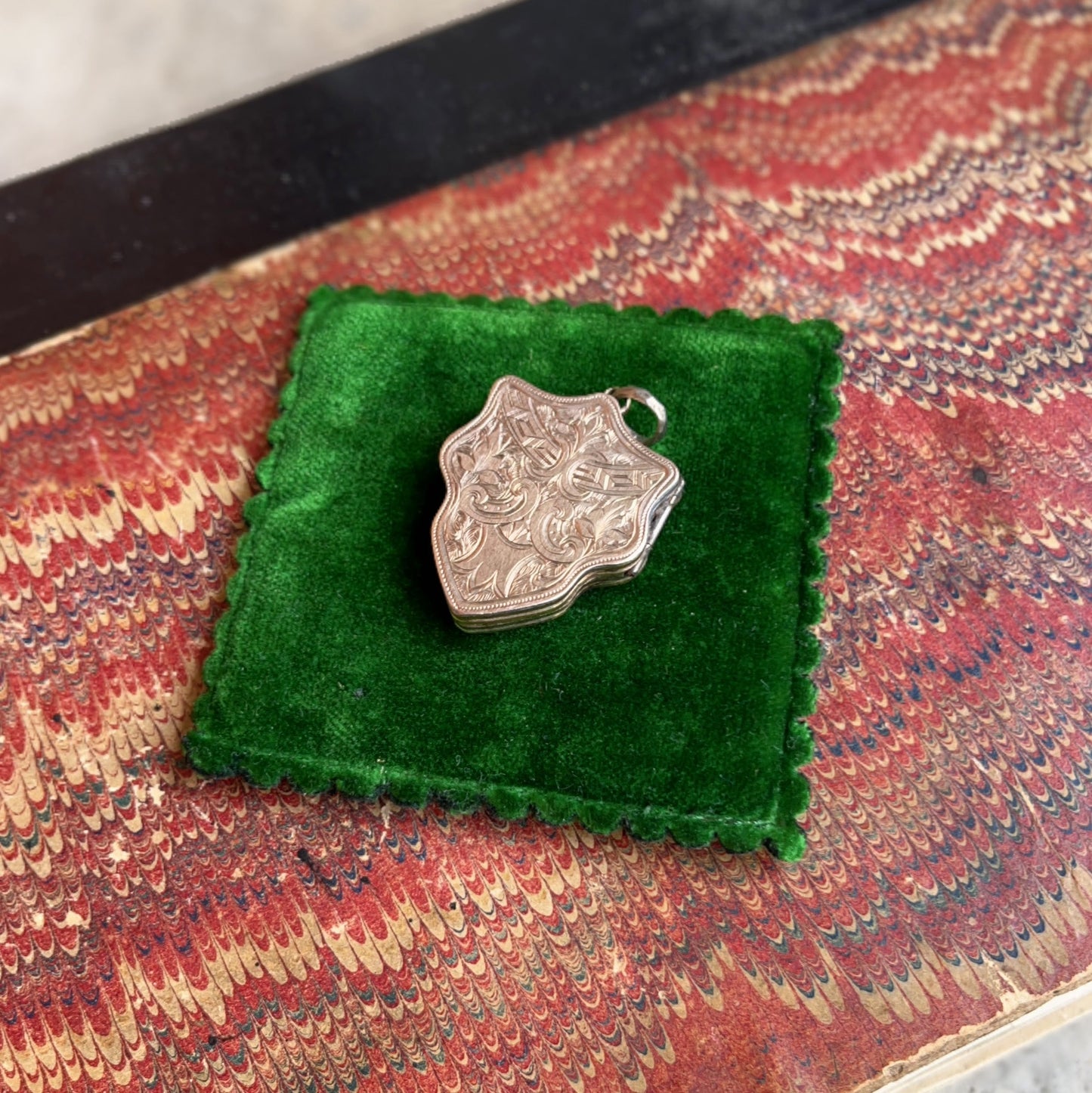Mid-Late 19th c. Gilt Silver Carnelian Heart Locket