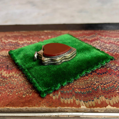 Mid-Late 19th c. Gilt Silver Carnelian Heart Locket