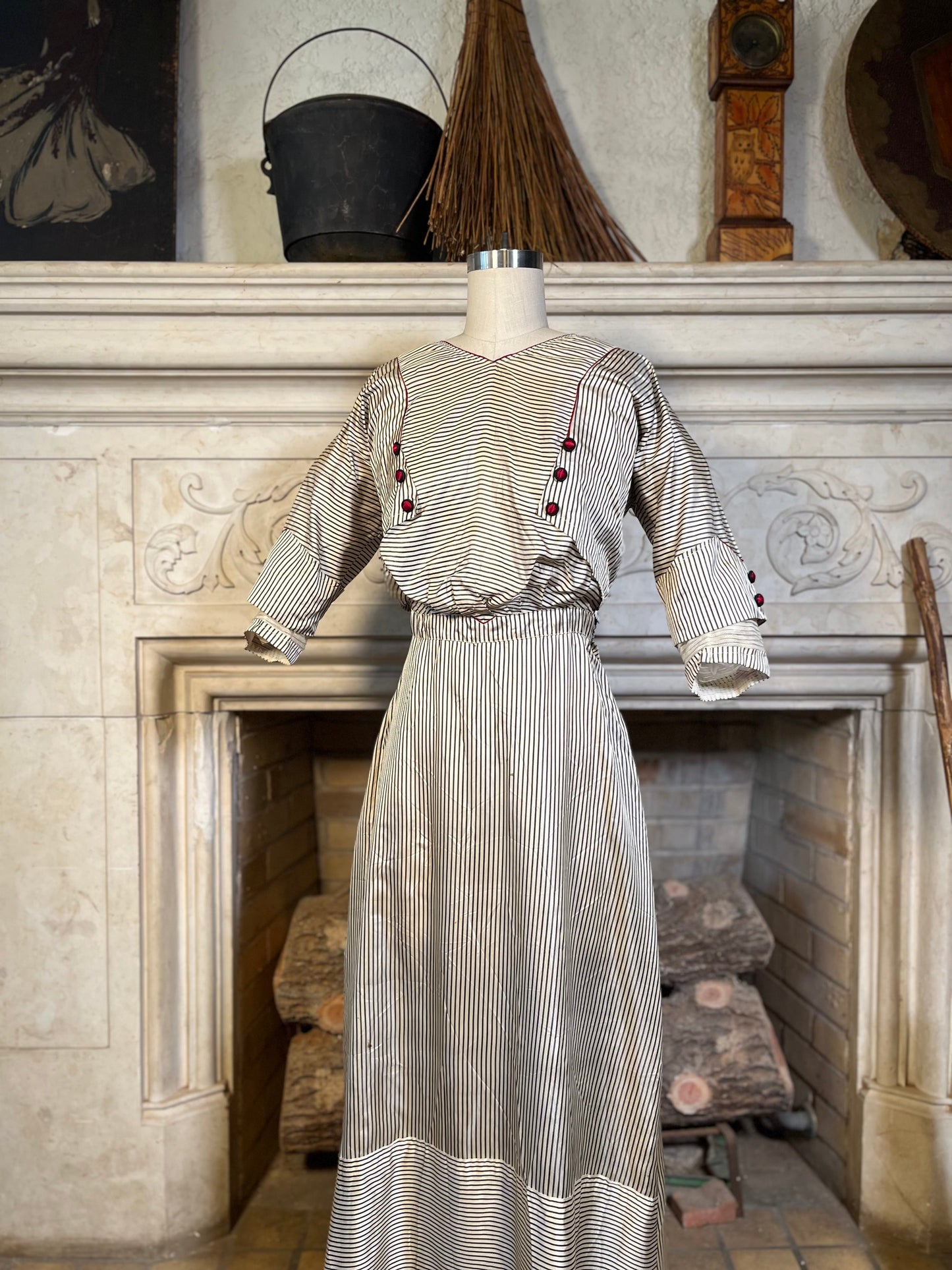 c. 1912 Silk Striped Dress