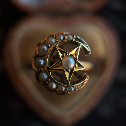 c. 1900s-1910s 10k Gold Celestial Conversion Ring