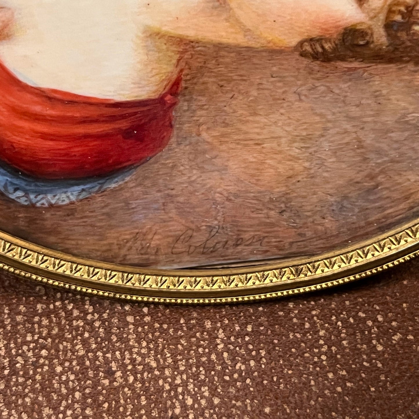 c. 19th Century Portrait Miniature | Lady in Red | Signed