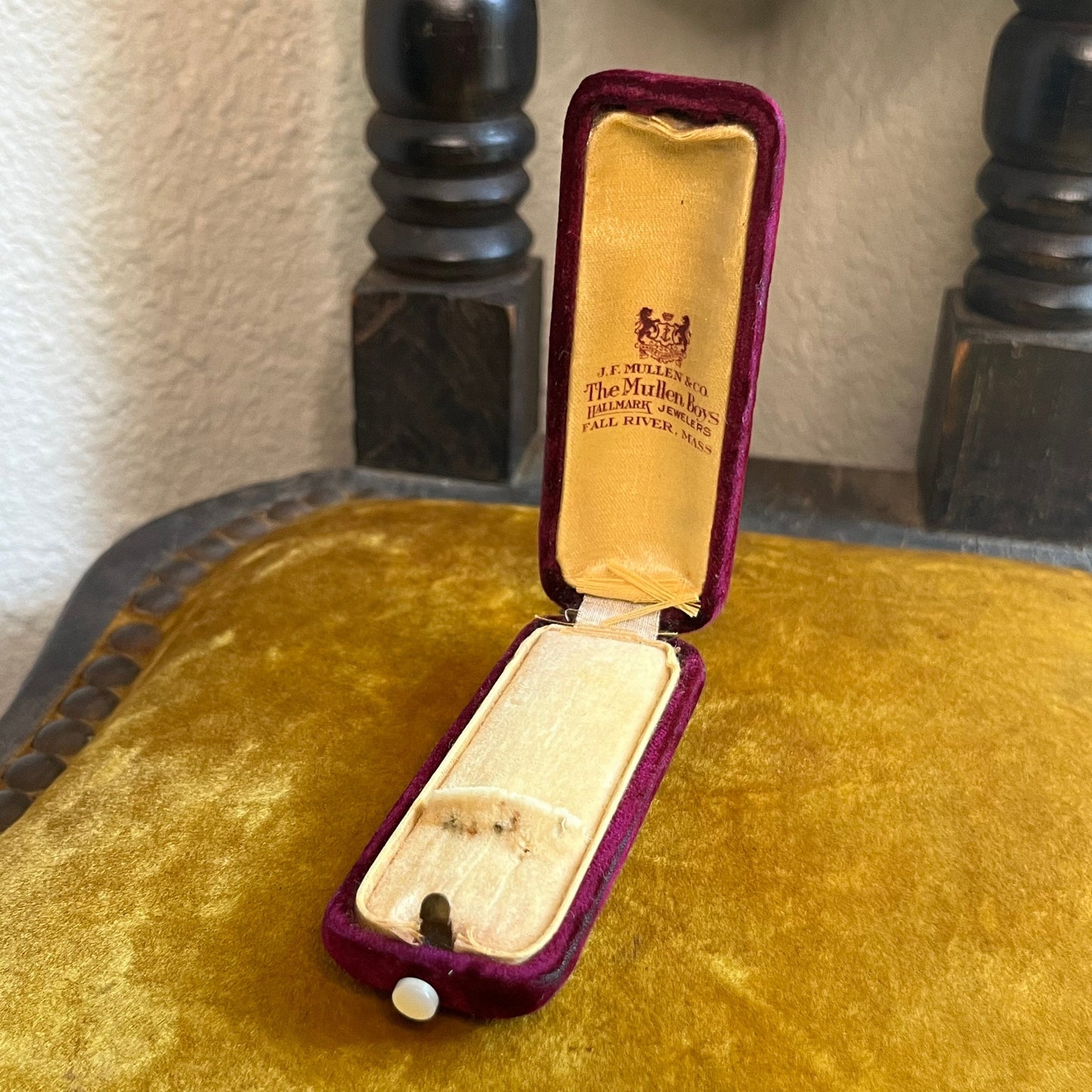 c. 1910s-1920s Silk Velvet Pin Box "The Mullen Boys"