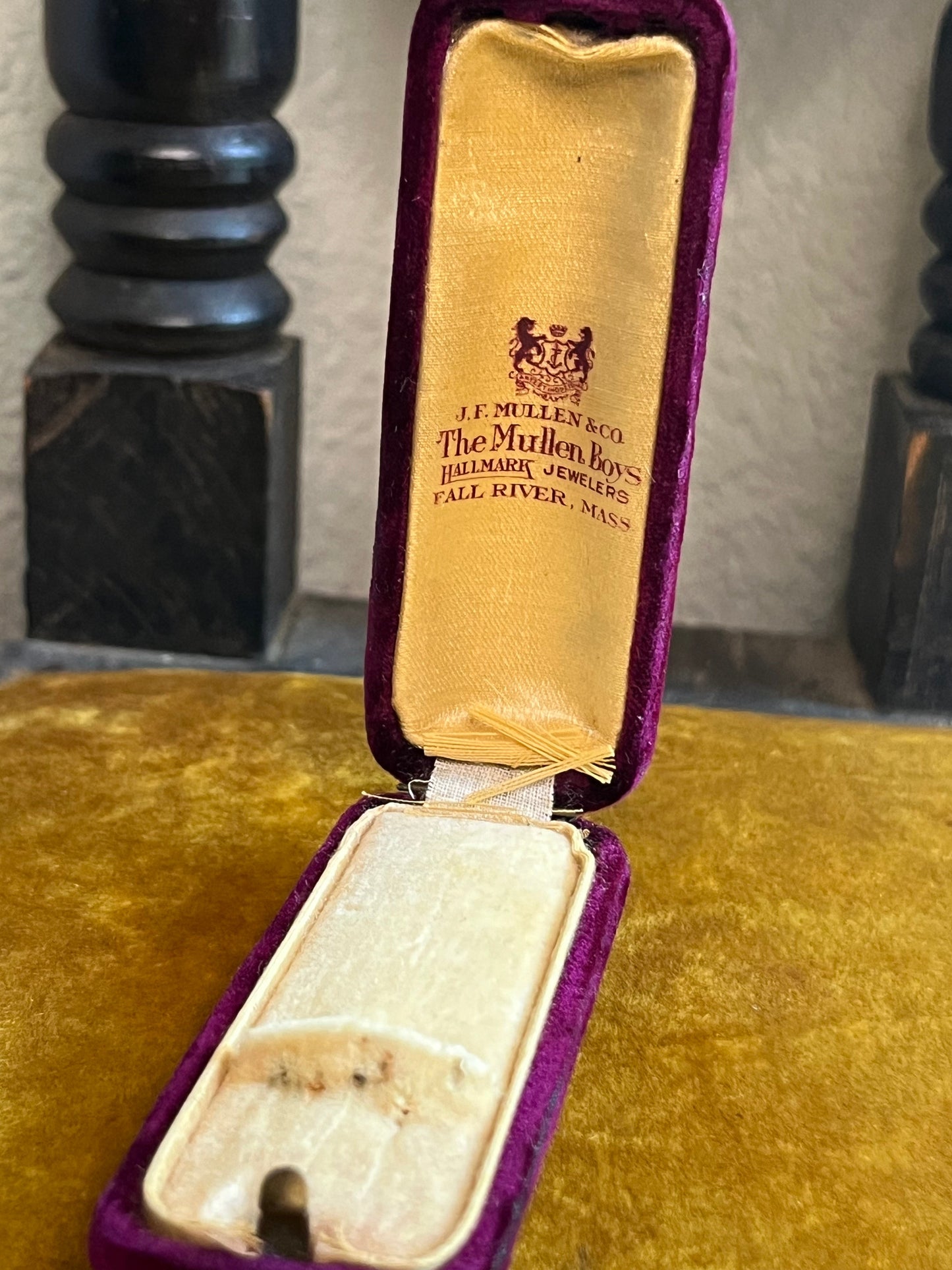 c. 1910s-1920s Silk Velvet Pin Box "The Mullen Boys"