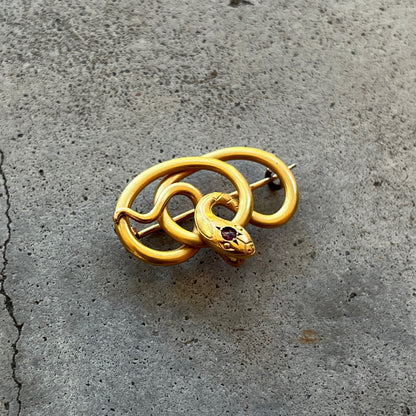 c. 1890s-1900s Rolled Gold Snake Brooch