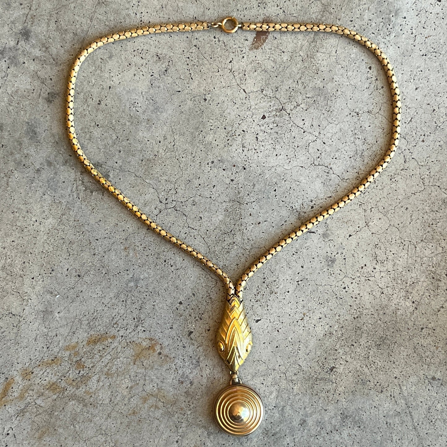 c. 1920s-1930s Brass Snake Necklace