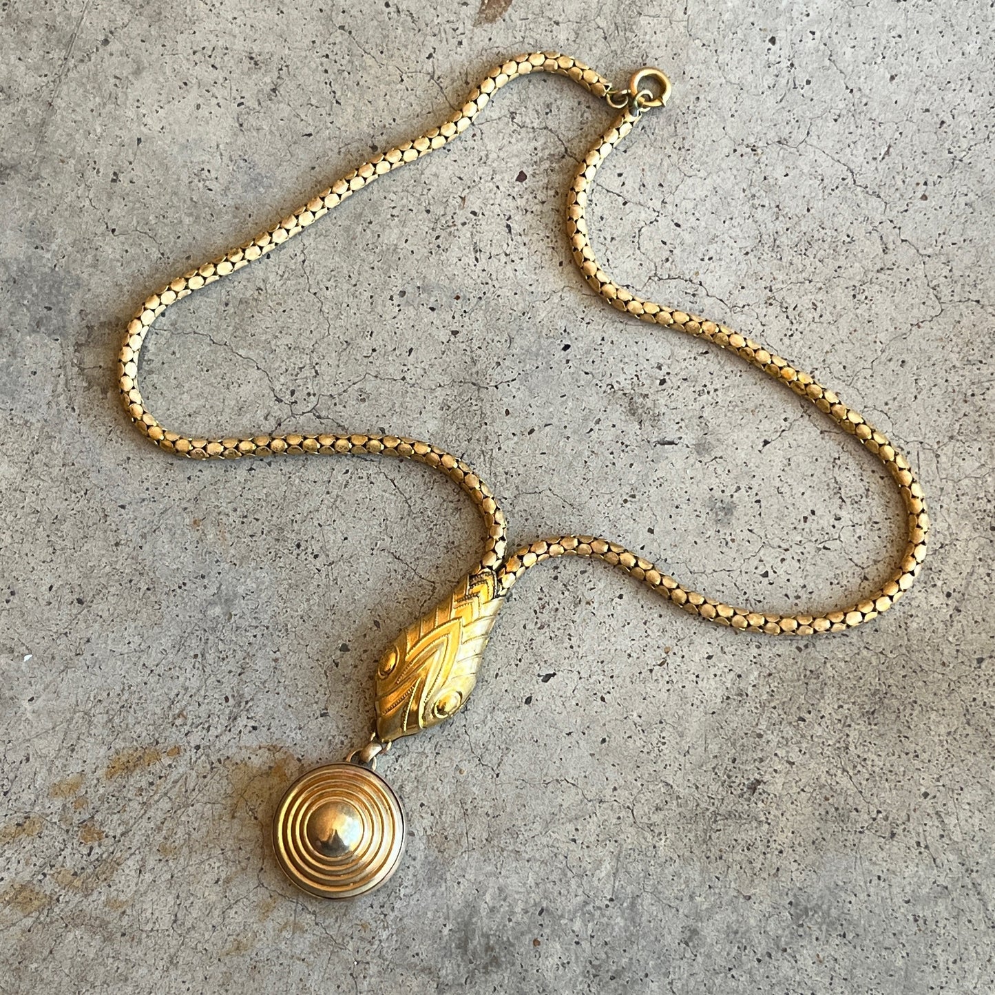 c. 1920s-1930s Brass Snake Necklace