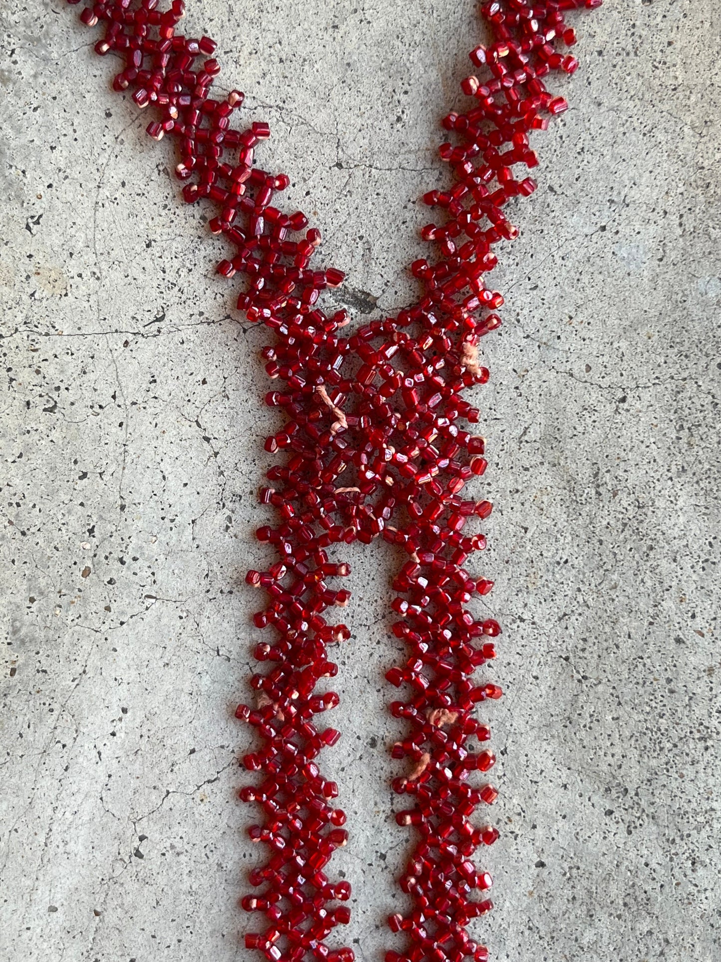 c. 1920s Red Beaded Tassel Necklace