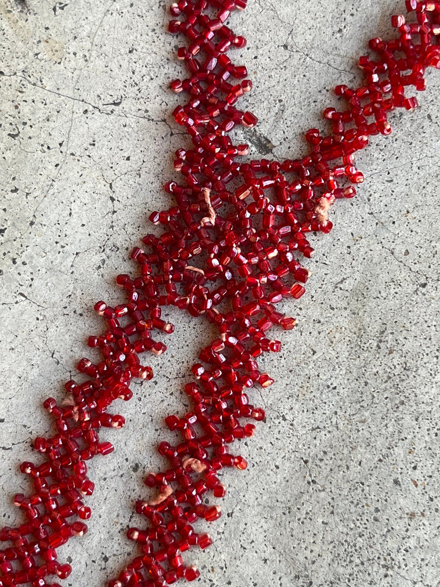 c. 1920s Red Beaded Tassel Necklace