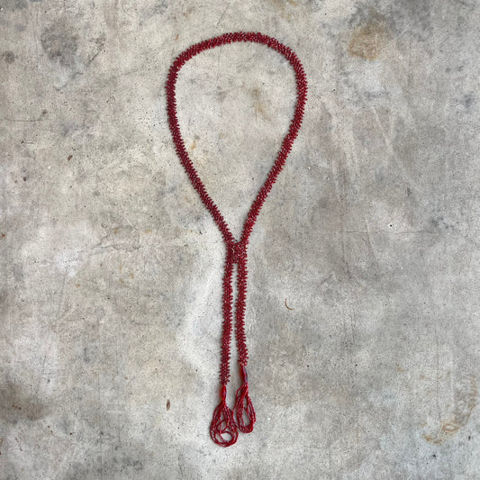 c. 1920s Red Beaded Tassel Necklace