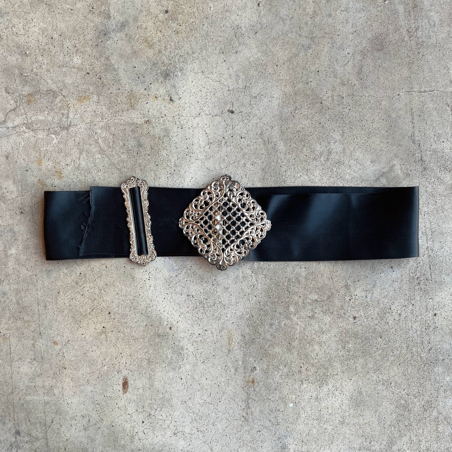 Early 20th c. Belt Buckle Set + Ribbon Belt