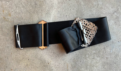 Early 20th c. Belt Buckle Set + Ribbon Belt