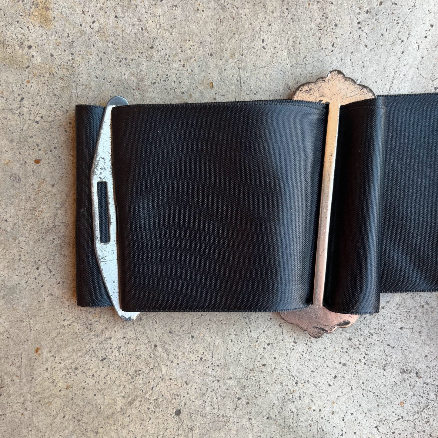Early 20th c. Belt Buckle Set + Ribbon Belt