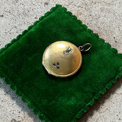 c. 1900s-1910s Gold Filled Spider Shamrock Locket