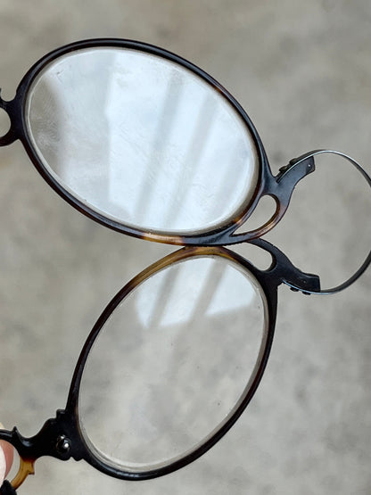 c. 1880s-1890s Tortoise Shell Pince Nez with Cord + Case