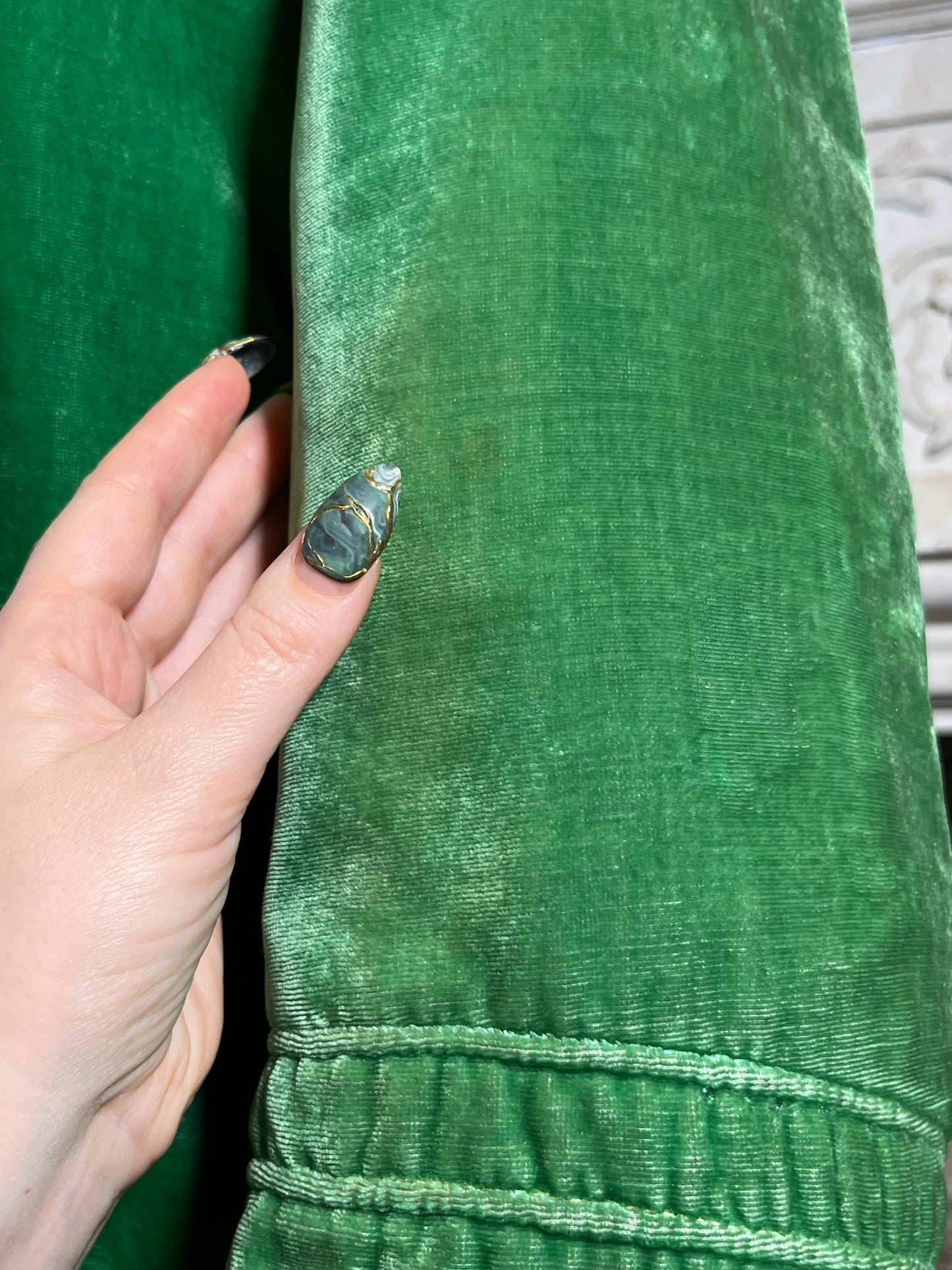 1920s Green Silk Velvet Coat