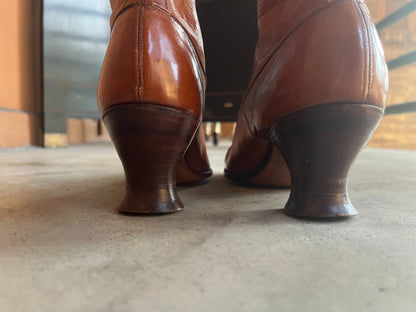 c. 1910s-1920s Tall Brown Boots | Approx Sz. 5-6