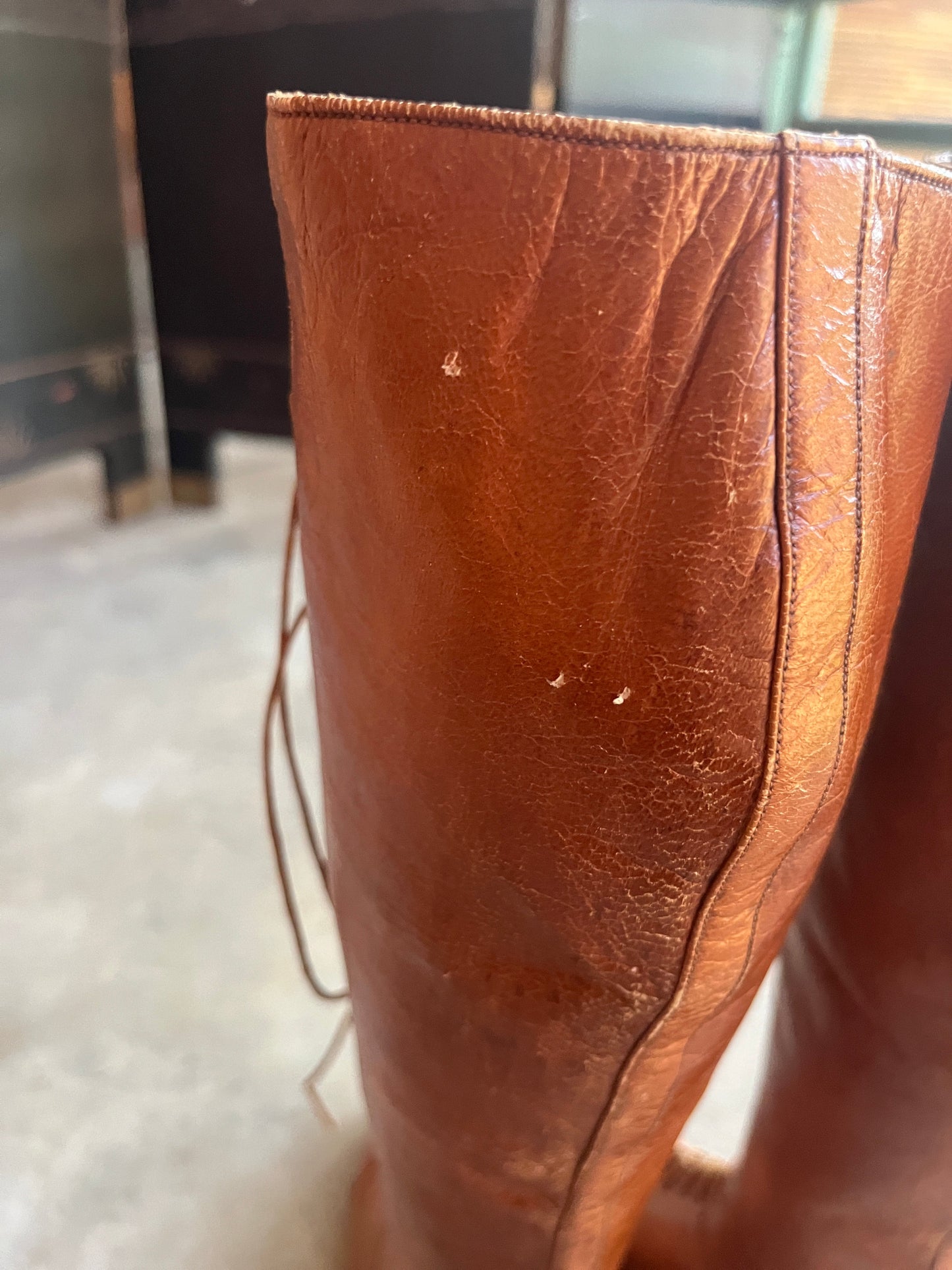 c. 1910s-1920s Tall Brown Boots | Approx Sz. 5-6