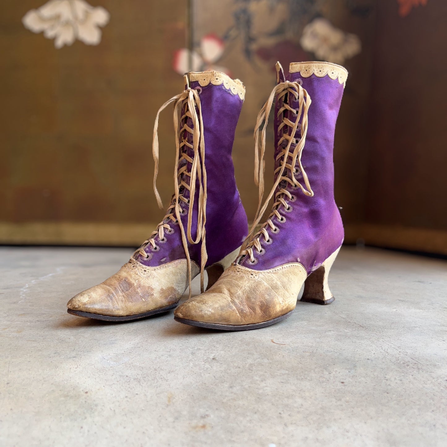 c. 1900s Purple Silk Boots | Study + Display