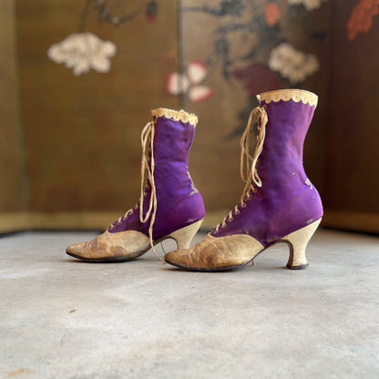 c. 1900s Purple Silk Boots | Study + Display