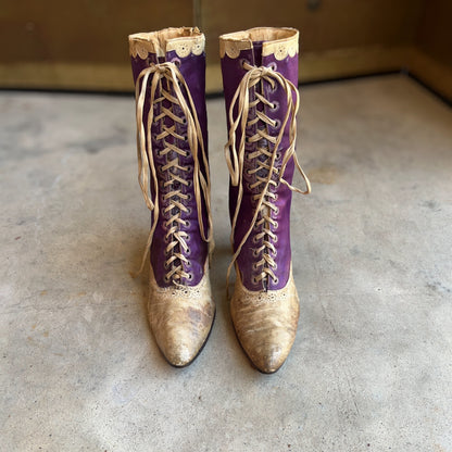 c. 1900s Purple Silk Boots | Study + Display
